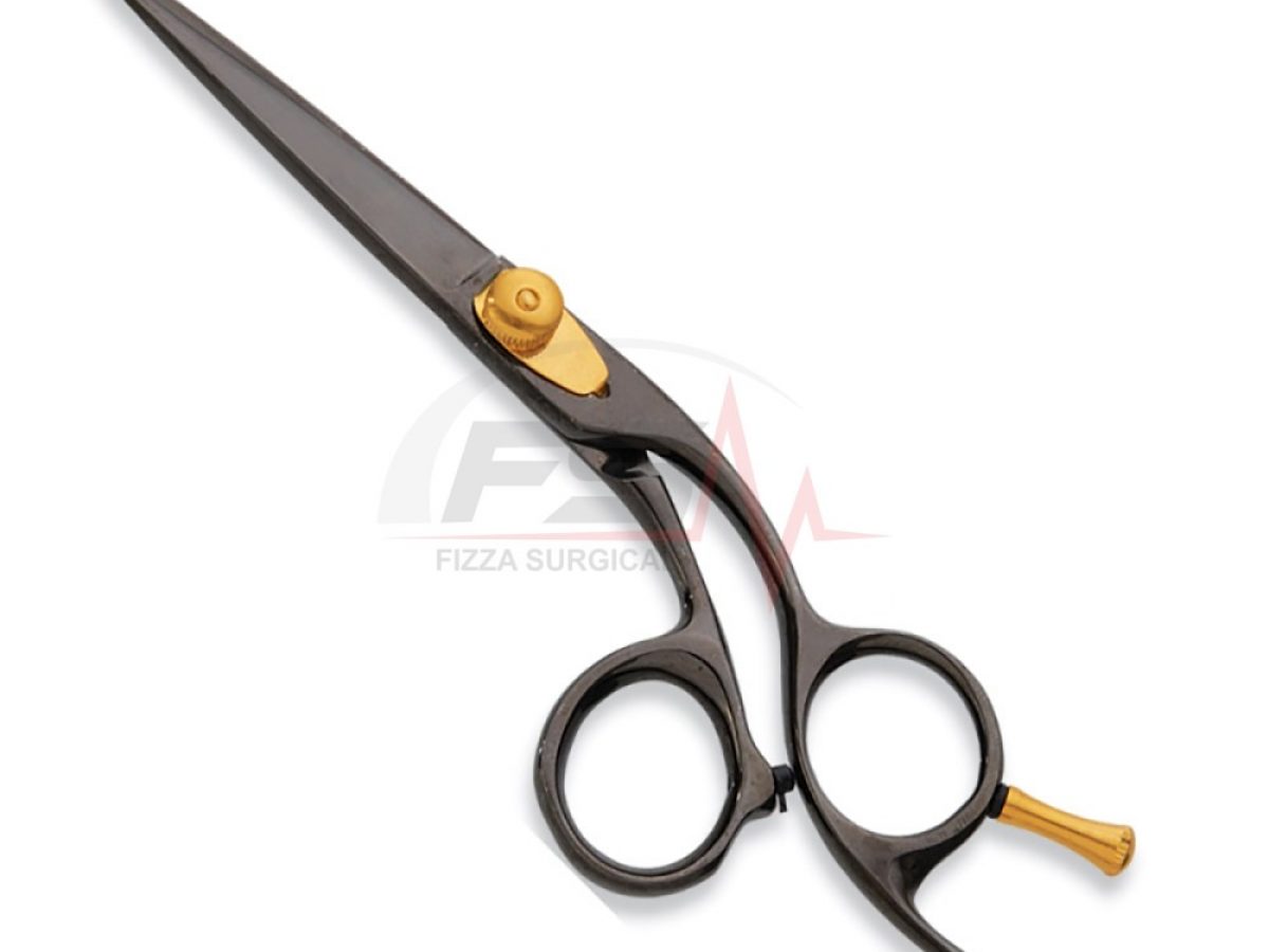 Titanium Coated Hair Scissors — Brown with Gold Tension Screw 1 Brown with Gold Screw Titanium Coated Hair Scissors