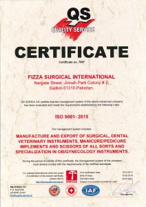 Fizza Surgical Interntional Iso 9001 Certification