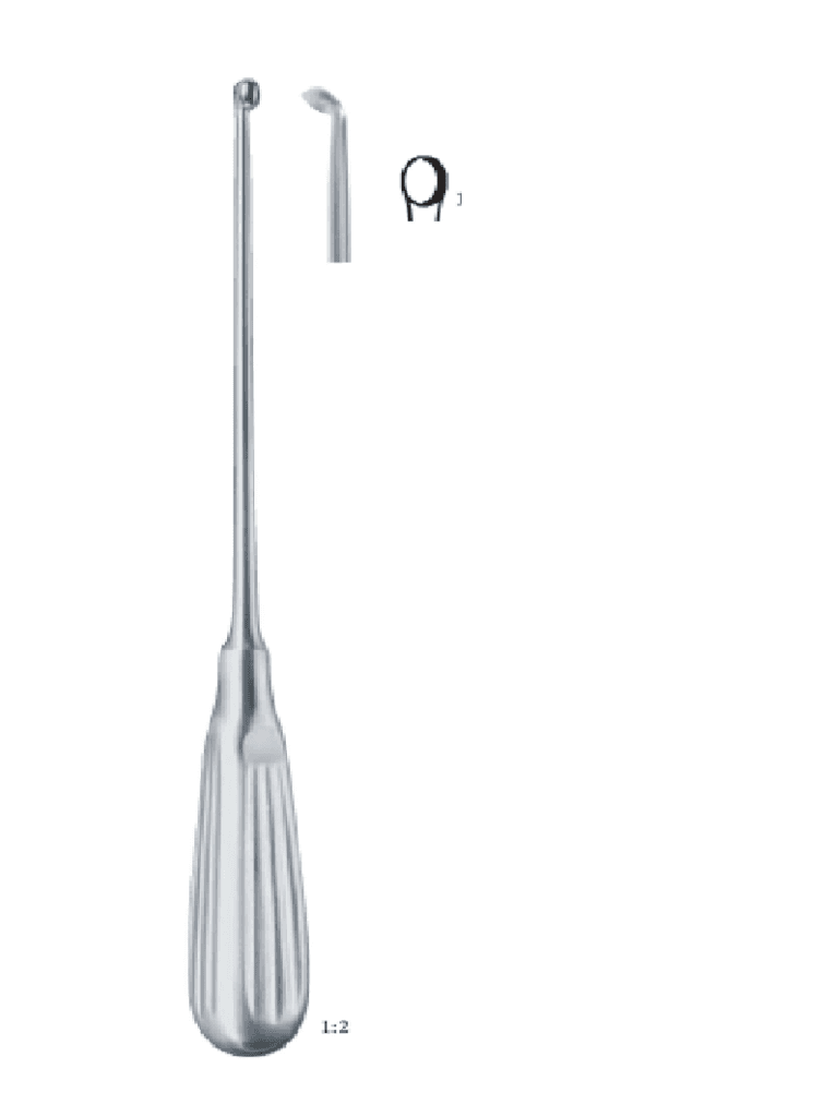 Bone Curette Curved 4.4mm x 250mm 1 x =4.4 mm,Curved 250mm 25cm BONE SURGERY- Bone Curettes