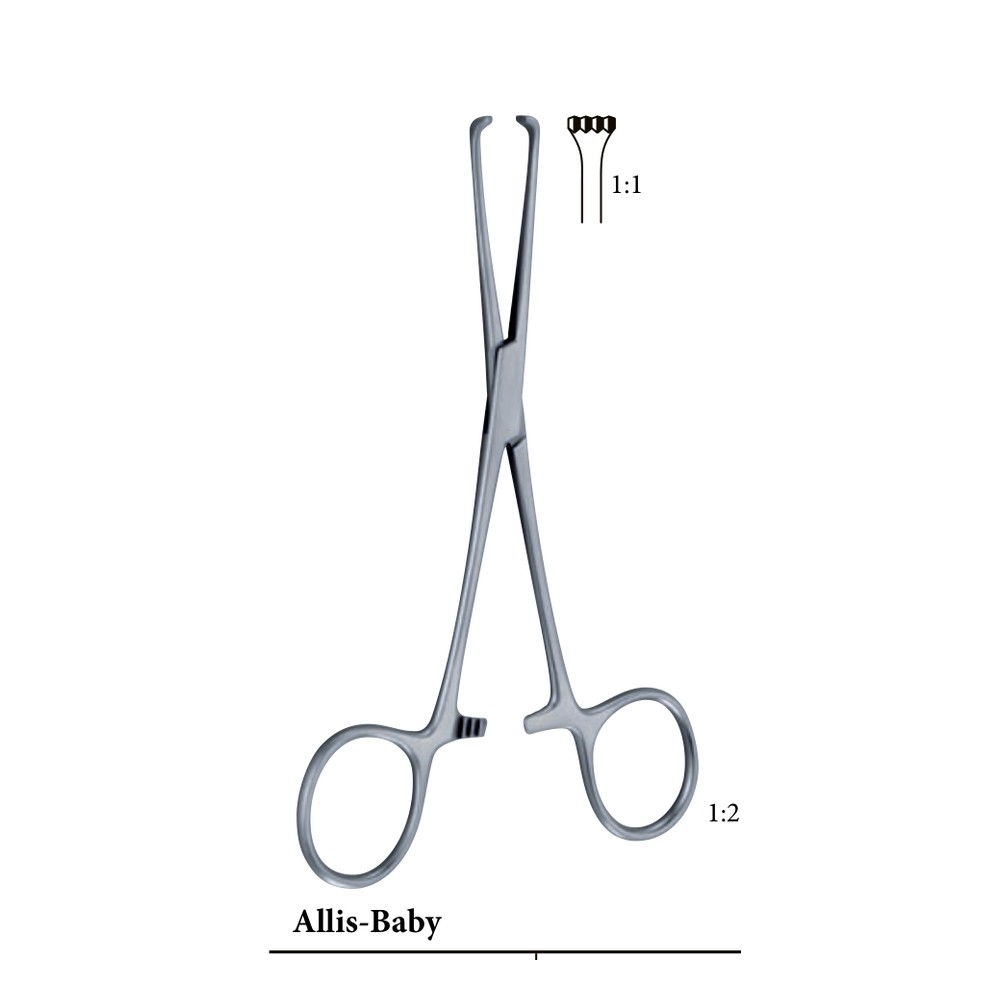 Allis-Baby Tissue Forceps — 4×5 Teeth, 140 mm (14 cm) 1 Allis-Baby Tissue Forceps — 4×5 Teeth, 140 mm (14 cm)