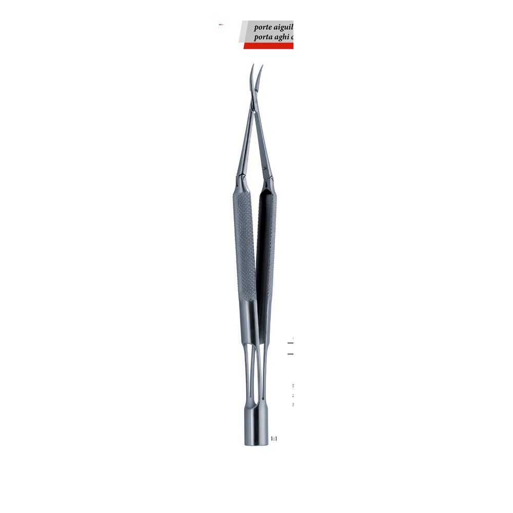 x = 9 mm, without ratchet, curved Micro needle holders with round handle 1 NH 10-660-01
