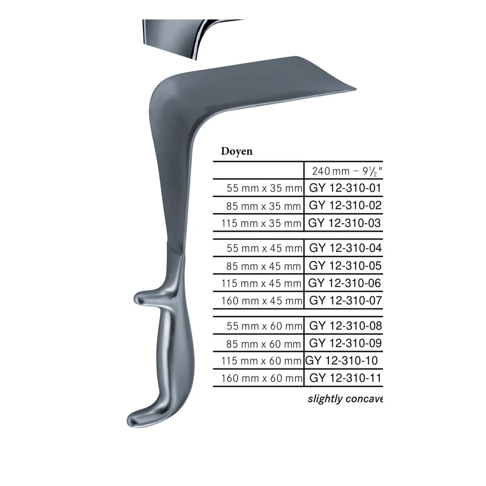 Doyen slightly concave 115mm x 35mm 240mm (24cm) Vaginal Specula 1 GY 12-310-03