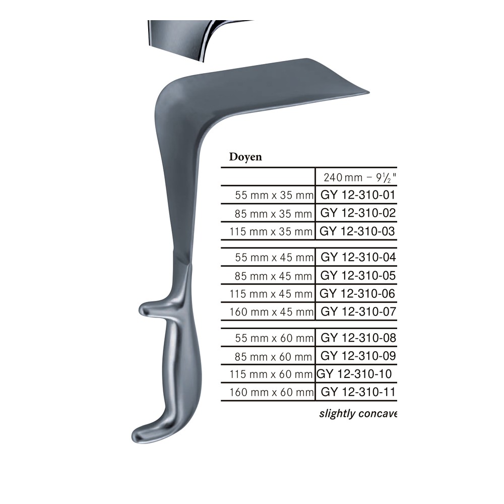 Doyen slightly concave 55mm x 60mm 240mm (24cm) Vaginal Specula 1 GY 12-310-08