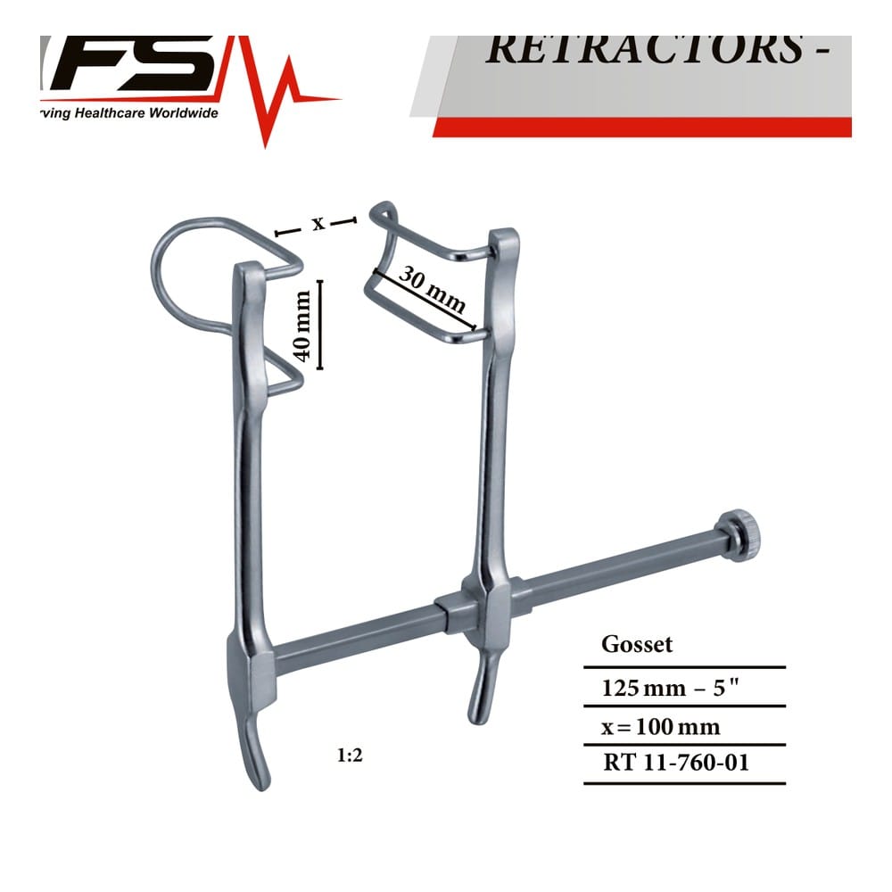 Gosset x = 100 mm 125mm (12.5cm) Abdominal Retractors 1 Gosset x = 100 mm 125mm (12.5cm) Abdominal Retractors
