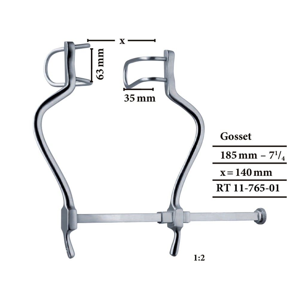 Gosset x = 140 mm 185mm (18.5cm) Abdominal Retractors 1 Gosset x = 140 mm 185mm (18.5cm) Abdominal Retractors