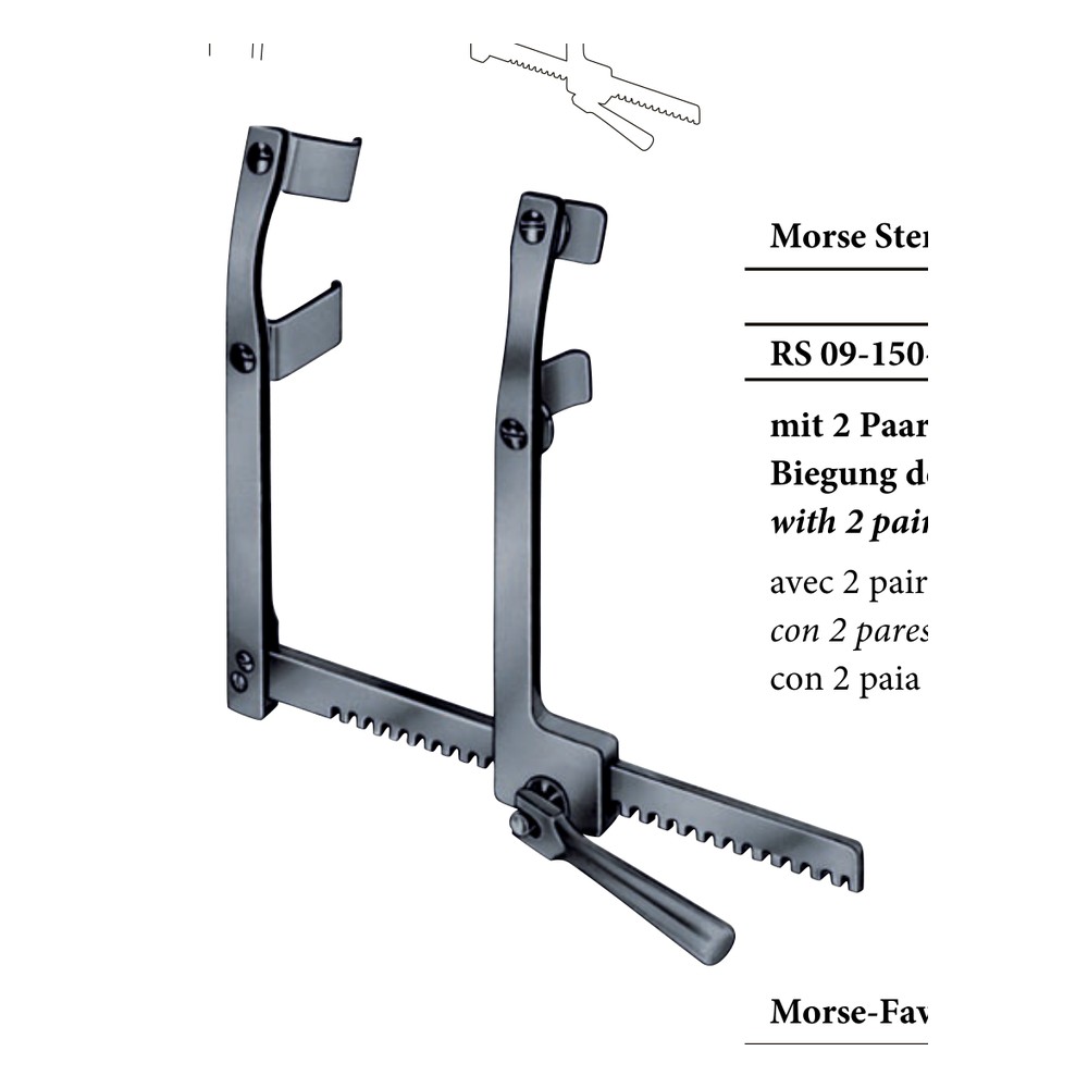 Morse Sternal Aluminium with 2 pairs movable blades, for children, arms curved between blades Rib retractors 1 Morse Sternal Aluminium with 2 pairs movable blades, for children, arms curved between blades Rib retractors
