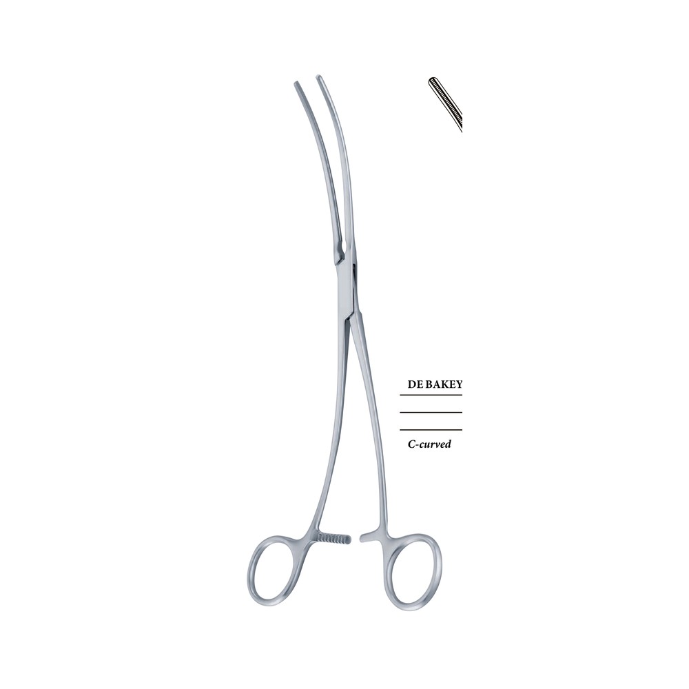 DE BAKEY C-curved 260 mm (26 cm) Vascular forceps 1 DE BAKEY C-curved 260 mm (26 cm) Vascular forceps